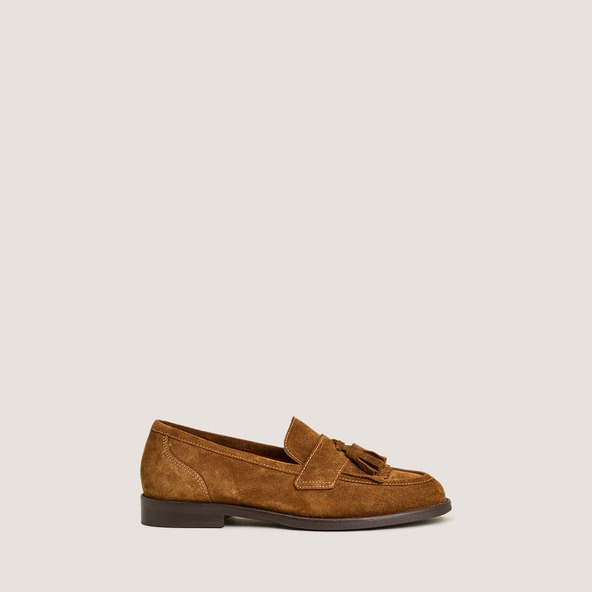 Jonak Loafers With Tassels In Cognac Split Leather DIE
