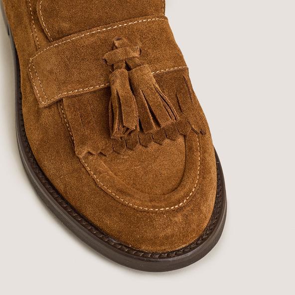 Jonak Loafers With Tassels In Cognac Split Leather DIE