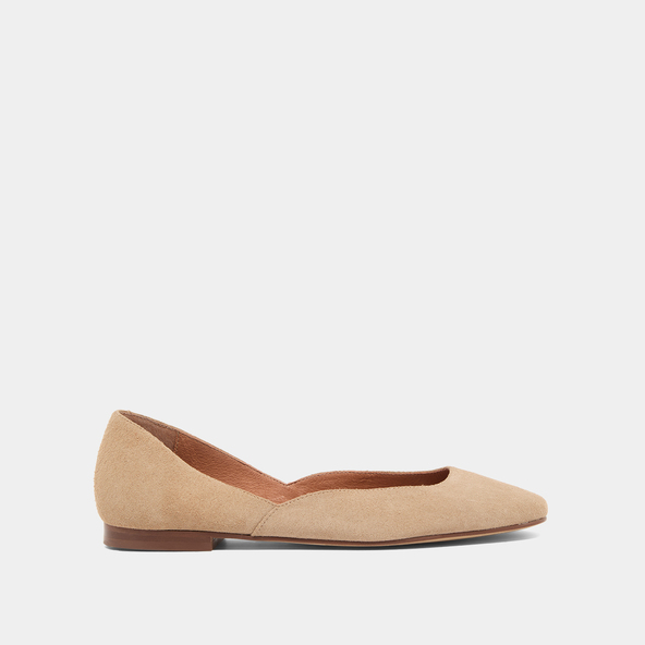 Jonak Low-cut Round-toe Ballet Flats In Beige Suede DOMELIA