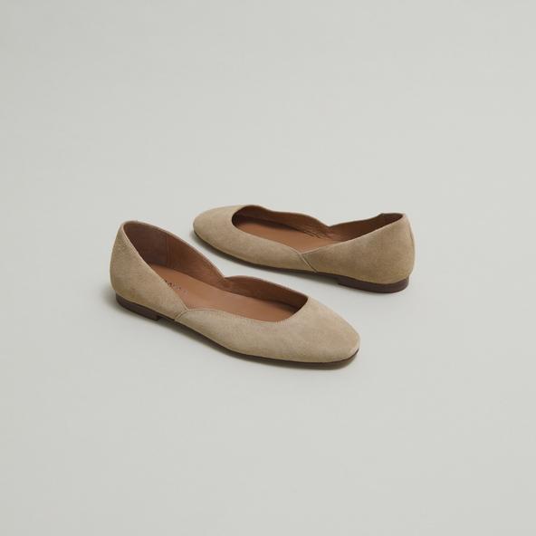 Jonak Low-cut Round-toe Ballet Flats In Beige Suede DOMELIA