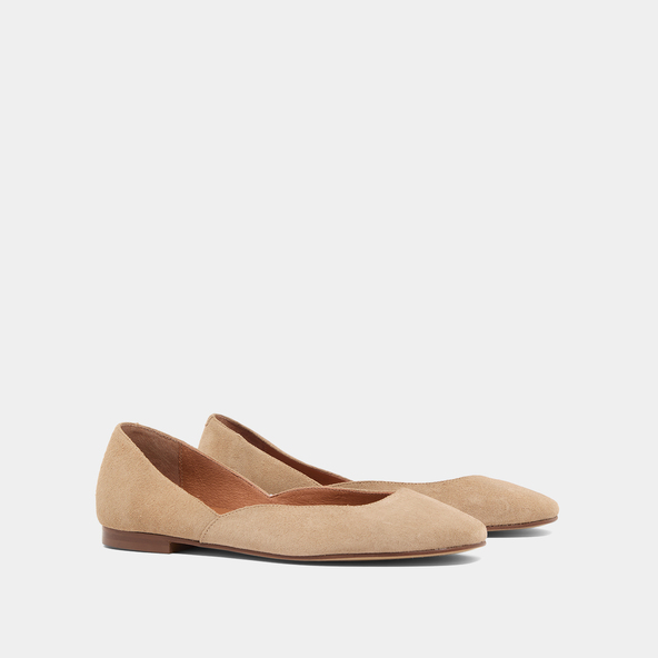 Jonak Low-cut Round-toe Ballet Flats In Beige Suede DOMELIA