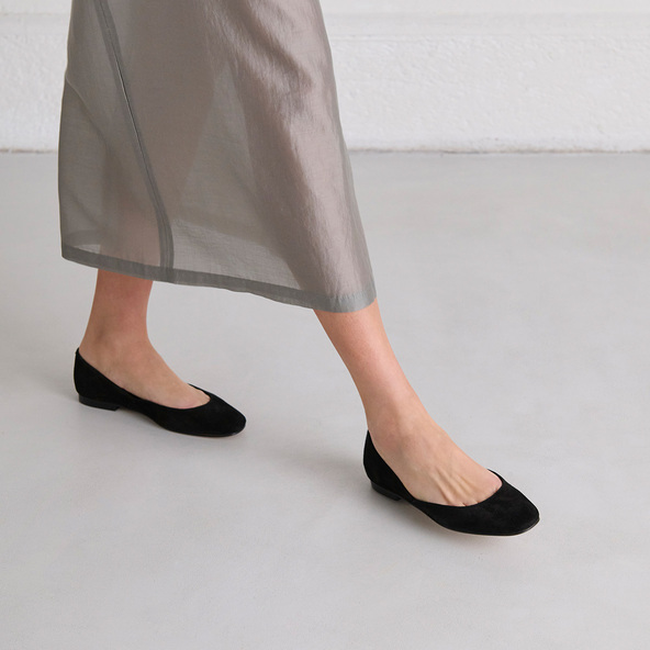 Jonak Low-cut Round-toe Ballet Flats In Black Suede DOMELIA