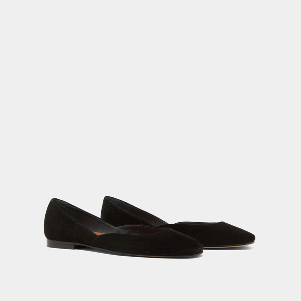 Jonak Low-cut Round-toe Ballet Flats In Black Suede DOMELIA