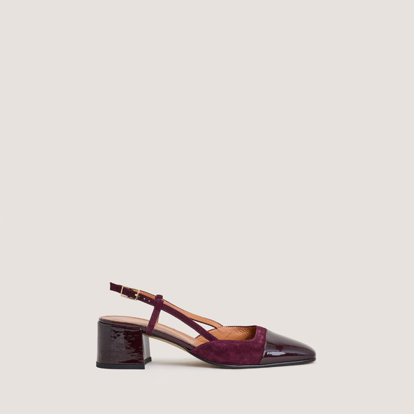 jonak Low-heel slingbacks in burgundy patent leather and velvet DHAPOPY
