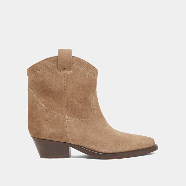 Jonak Lowboots With Bevelled Heels In Taupe Suede DONATE