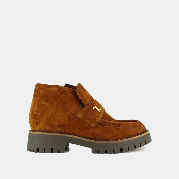 jonak Lowboots with notched soles and monograms in cognac suede DESKIA