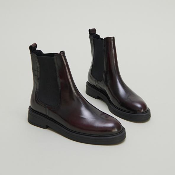 jonak Lowboots with pointed toes in burgundy glazed leather AGEN