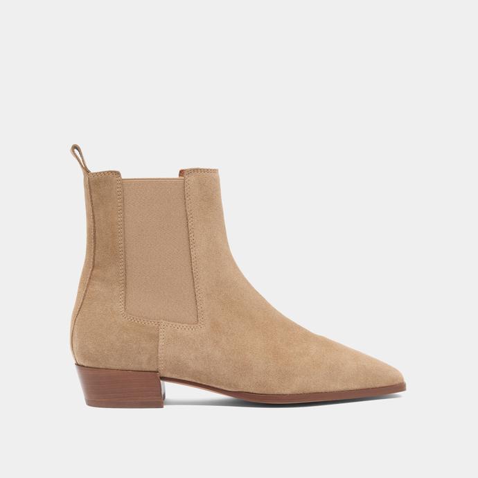 Jonak Lowoots With Slight Bevelled Heels And Pointed Toes In Taupe Suede PAPAYE