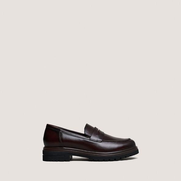 Jonak Lug Sole Loafers In Reddish Brown Leather ARLO