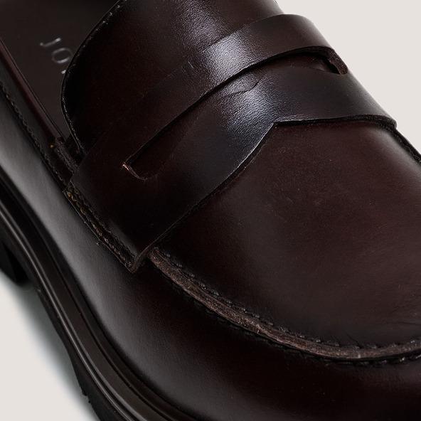 Jonak Lug Sole Loafers In Reddish Brown Leather ARLO