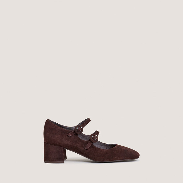 Jonak Mary Jane's With Double Straps And Rounded Toe In Brown Velvet DELOU