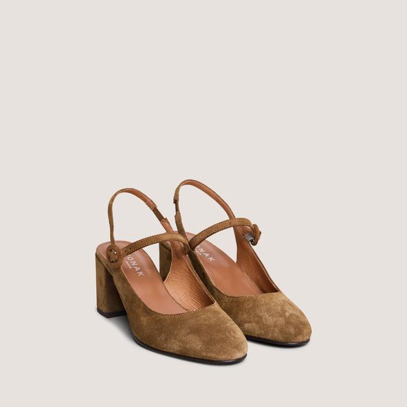 Jonak Mary Jane With Open Back In Cognac Suede DOLLAR