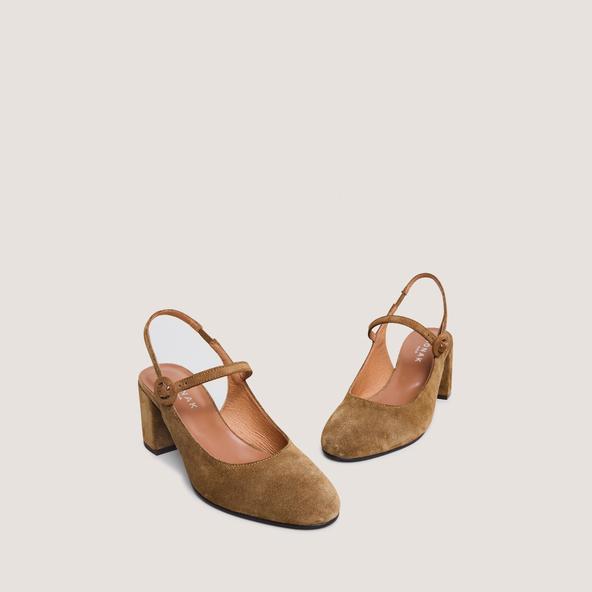 Jonak Mary Jane With Open Back In Cognac Suede DOLLAR