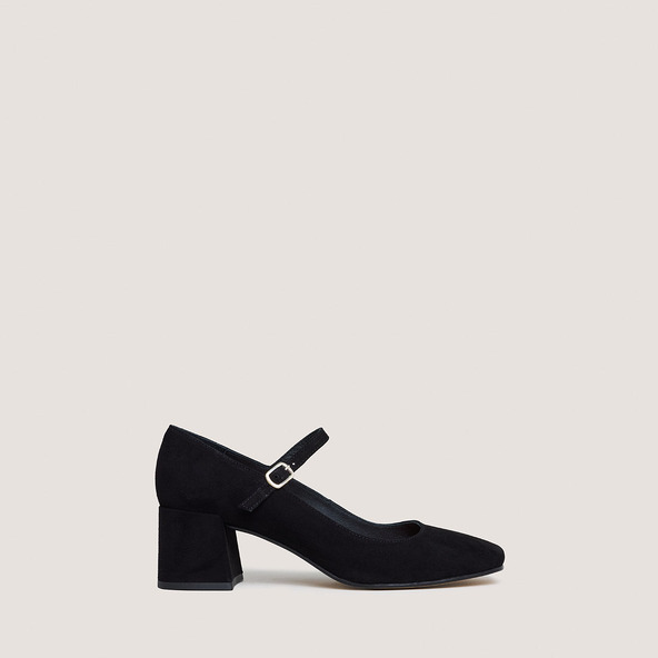 Jonak Mary Jane With Square Heels In Black Velvet ALIENOR