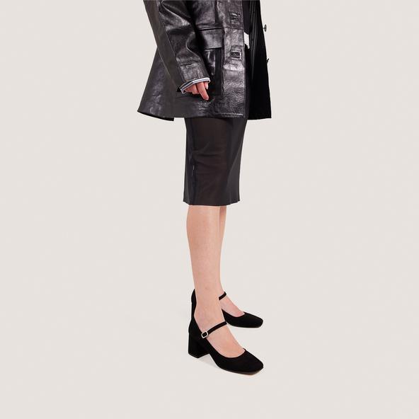 jonak Mary Jane with Square Heels in black velvet ALIENOR