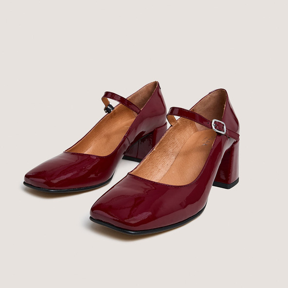 Jonak Mary Jane With Square Heels In Burgundy Vernish ALIENOR