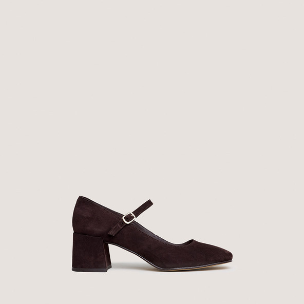 Jonak Mary Jane With Square Heels In Dark Brown Velvet ALIENOR