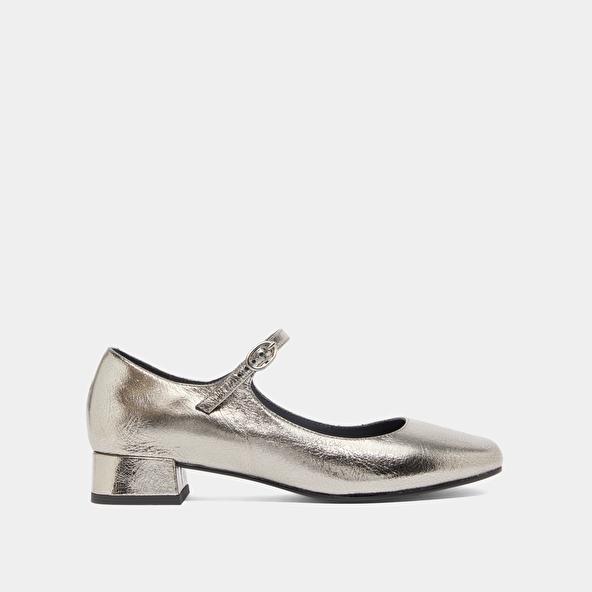 Jonak Mary Jane With Square Toes In Dark Metallic Leather DULCI