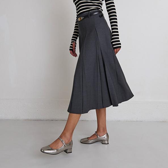 Jonak Mary Jane With Square Toes In Dark Metallic Leather DULCI