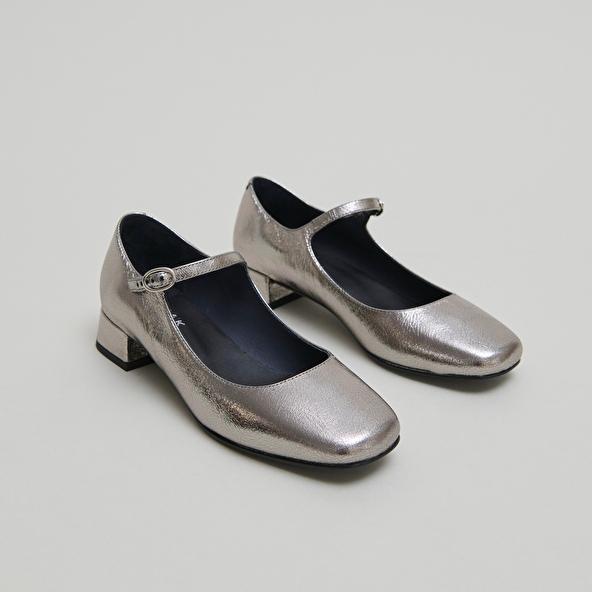 jonak Mary Jane with square toes in dark metallic leather DULCI