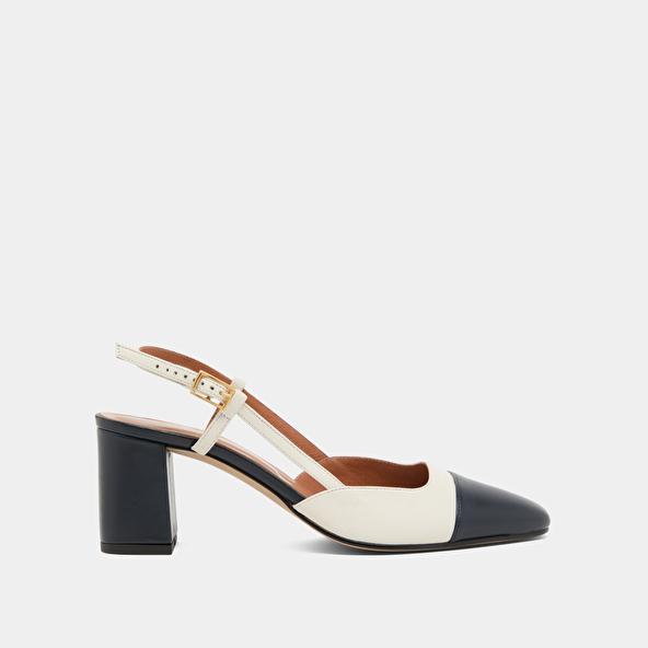 Jonak Mary Janes With Heel In Navy And Ecru Leather DHAPOP
