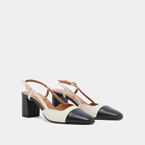 Jonak Mary Janes With Heel In Navy And Ecru Leather DHAPOP