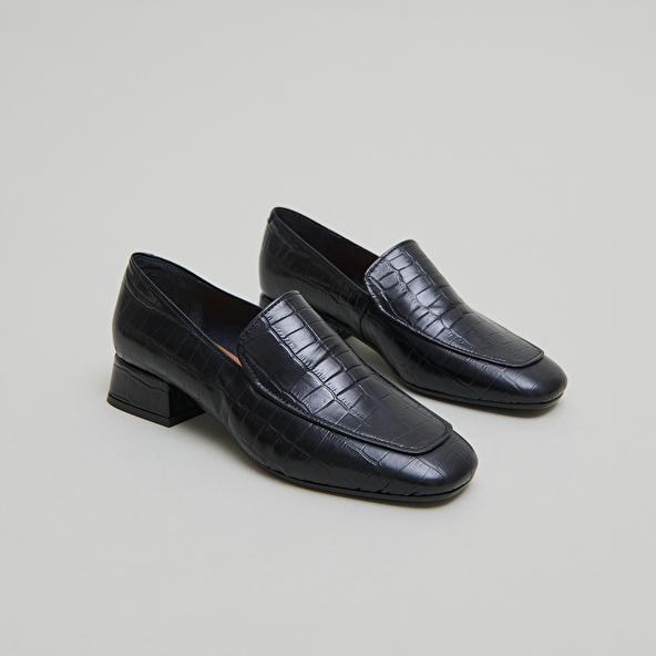 Jonak Mocassins à Bouts Arrondis In Black Reptile Leather DYNAMIC