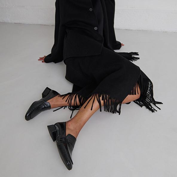 jonak Mocassins à bouts arrondis in black reptile leather DYNAMIC