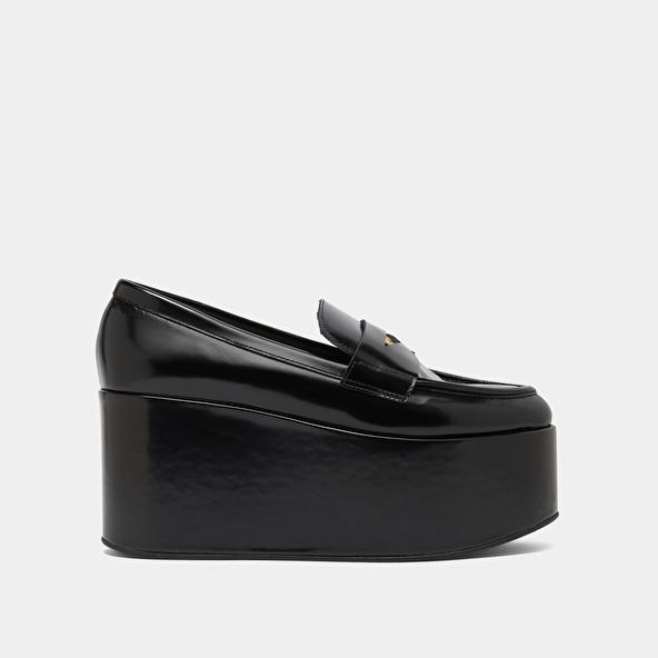 Jonak Mocassins à Plateformes In Black Glazed Leather DOPO