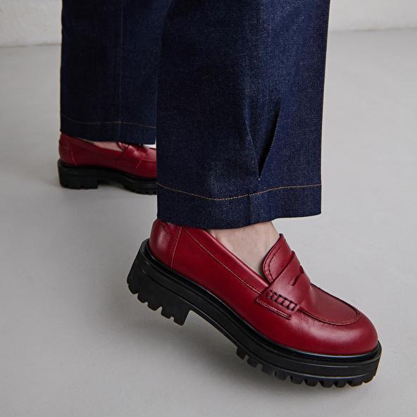 Jonak Mocassins à Semelles Crantées In Red Leather ALFI