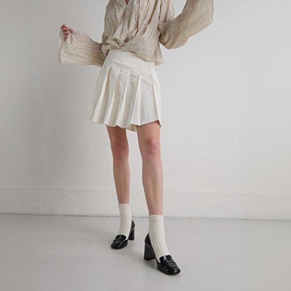 jonak Mocassins à talons et bouts carrés in black pleated patent BISE