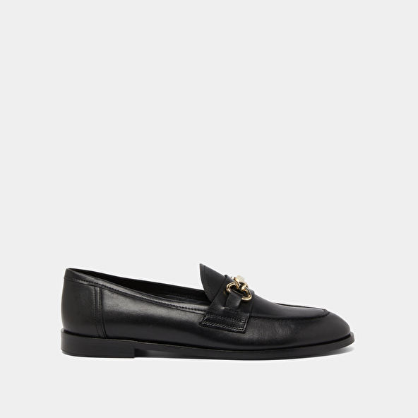 Jonak Moccasins With Gold Bits In Black Leather DRAGUIGNAN