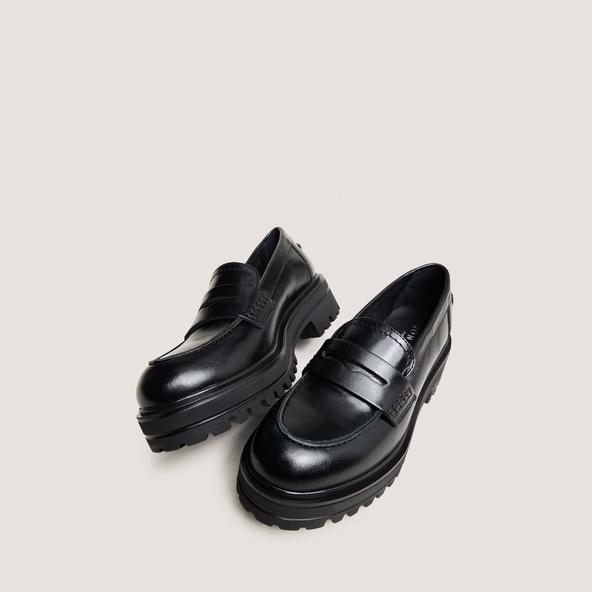 Jonak Moccasins With Notched Soles In Black Leather ALFI