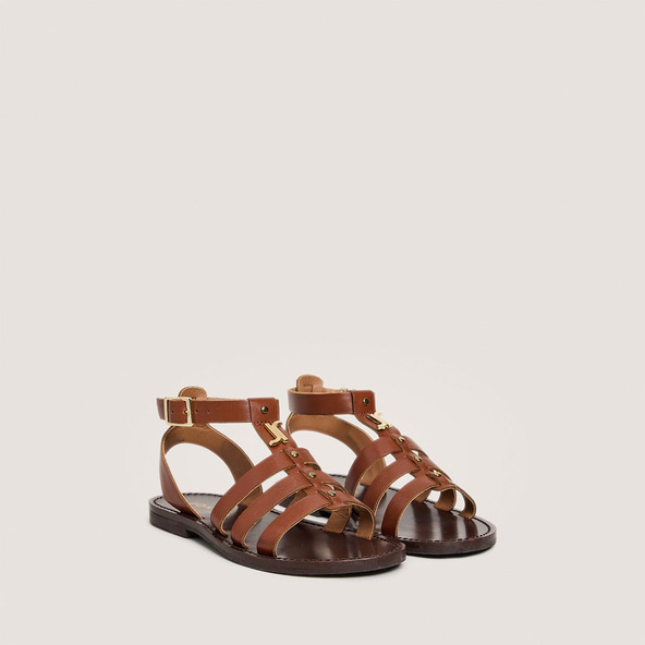 Jonak Monogrammed Sandals - Capsule Mini In Cognac Leather WAN