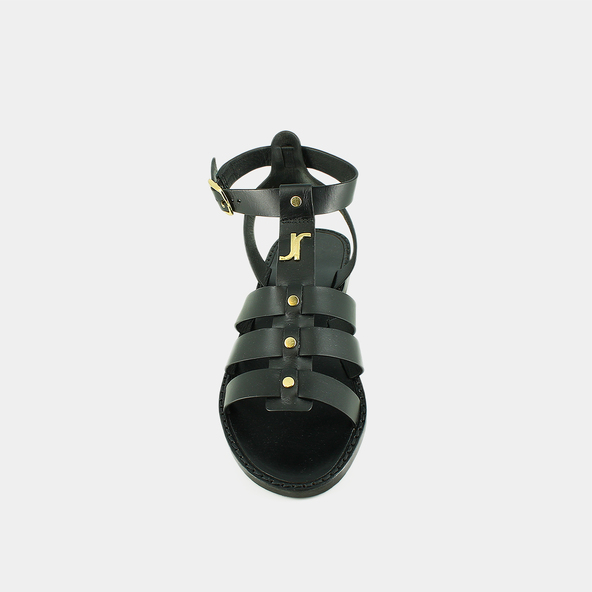 Jonak Monogrammed Sandals With Adjustable Buckles In Black Leather WAN