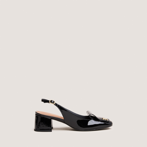Jonak Monogrammed Slingback Pumps In Black Varnish DAIKI