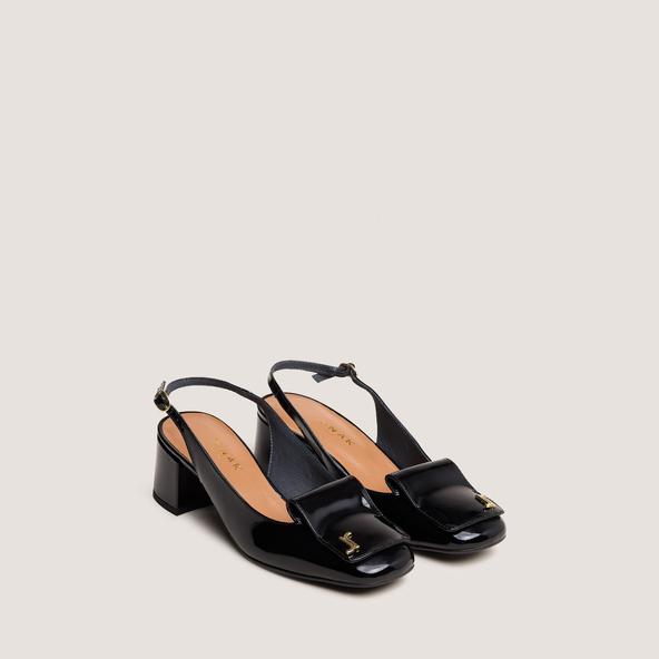 Jonak Monogrammed Slingback Pumps In Black Varnish DAIKI