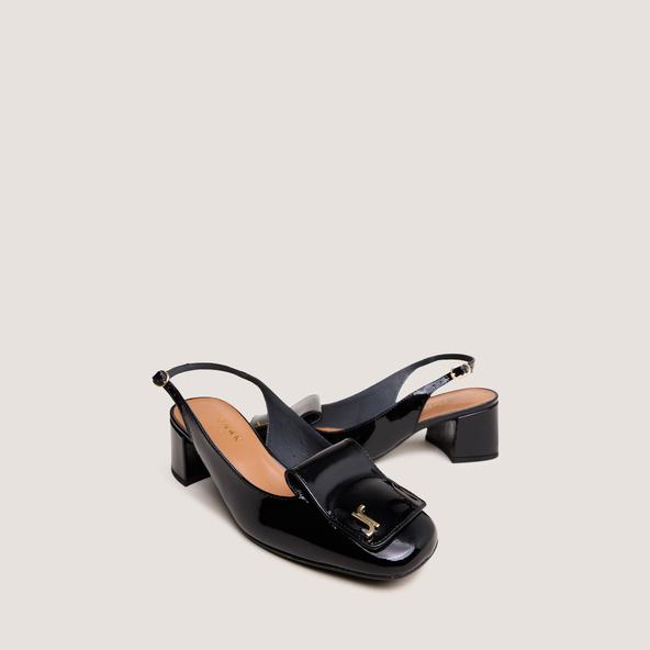 Jonak Monogrammed Slingback Pumps In Black Varnish DAIKI