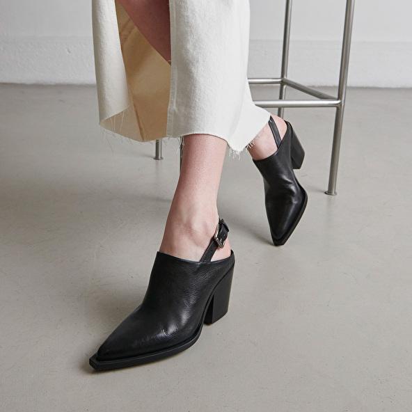 Jonak Mules With Beveled Heels In Black Leather DOREN