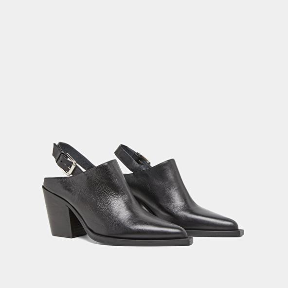Jonak Mules With Beveled Heels In Black Leather DOREN