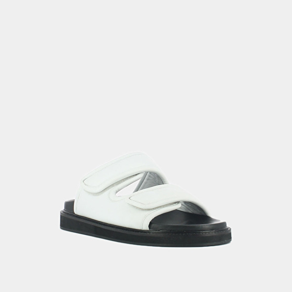 Jonak Mules With Double Fasteners In White Leather WARNING