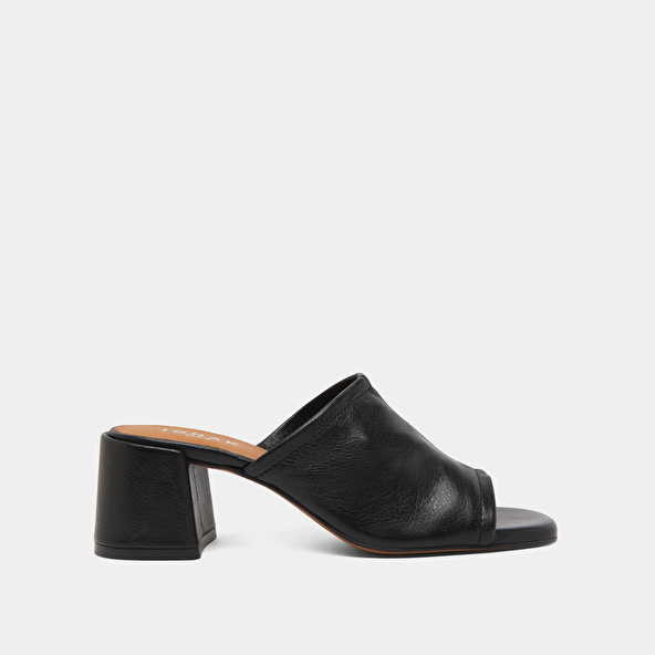 Jonak Mules With Heels And Open Toes In Black Leather BUTTERFLY