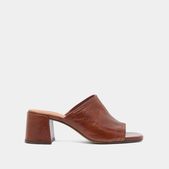 Jonak Mules With Heels And Open Toes In Brown Distressed Leather BUTTERFLY