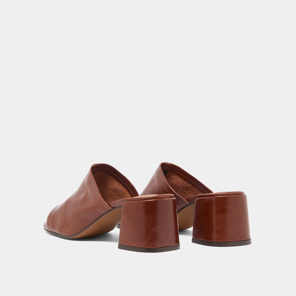 Jonak Mules With Heels And Open Toes In Brown Distressed Leather BUTTERFLY
