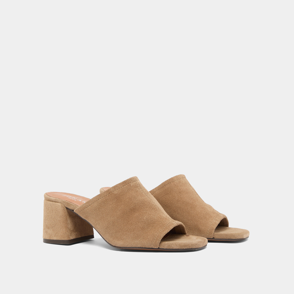 Jonak Mules With Heels And Open Toes In Taupe Crust BUTTERFLY