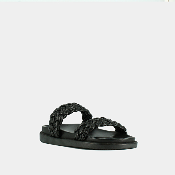 Jonak Mules With Interlaced Straps In Black Leather WALTER