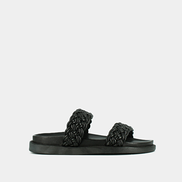 jonak Mules with interlaced straps in black leather WALTER