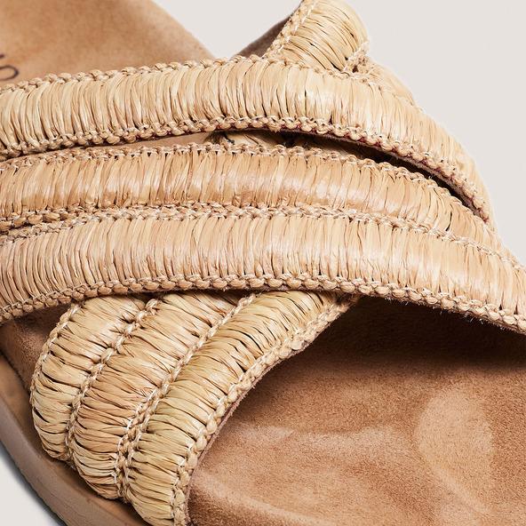 Jonak Mules With Overlapping Straps In Beige Raffia WONG