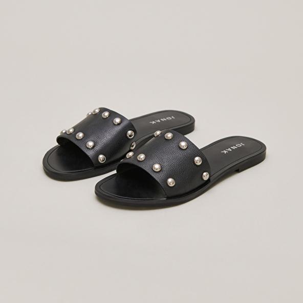 Jonak Mules With Silver Details In Black Grained Leather WINSLOW