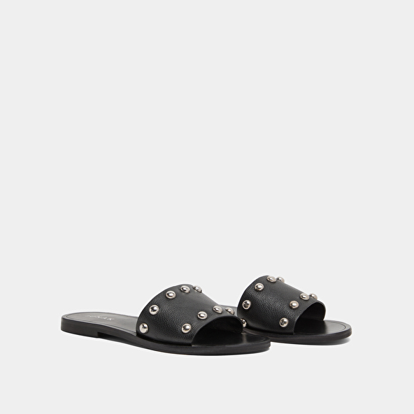 Jonak Mules With Silver Details In Black Grained Leather WINSLOW
